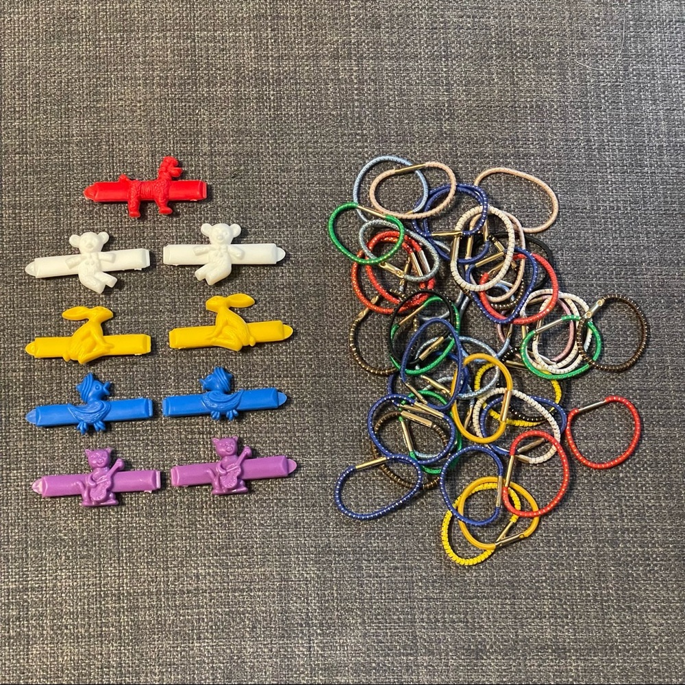Vintage Hair Barrettes Clips (9) and Elastic Hair Ties (43)